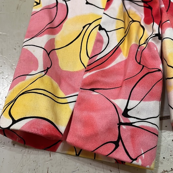 George Stretch Women Y2K Blazer 10 Cropped Stretch Shoulder Pads Floral Abstract - Picture 6 of 7